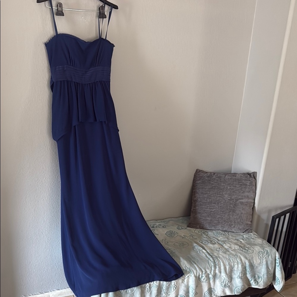 BCBGMaxAzria Blue ruella 💯 silk for Weddings prom formal occasion - Picture 2 of 13